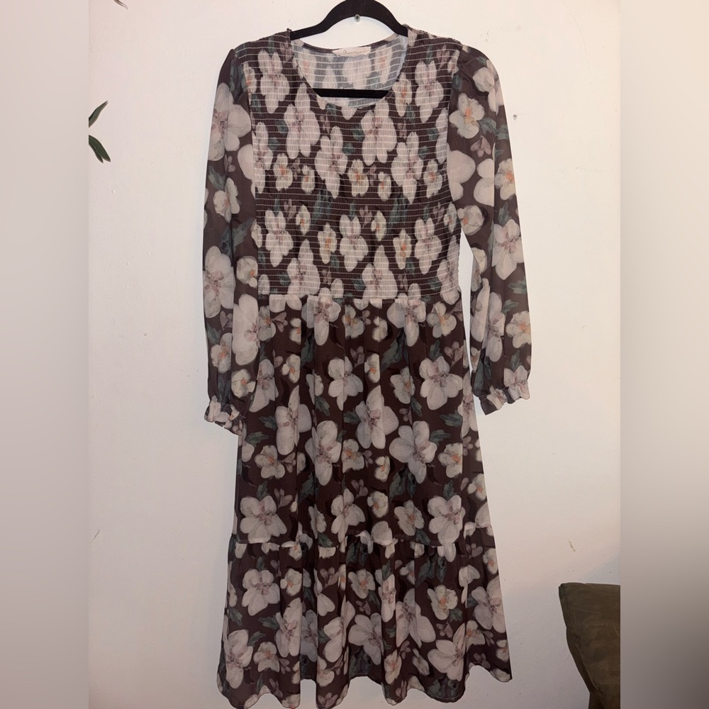 Mad About Style Floral Long Sleeve GRACE Midi Dress Jilly Box Size M - Picture 3 of 13